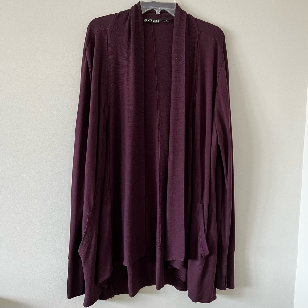 Athleta purple long cardigan sweater